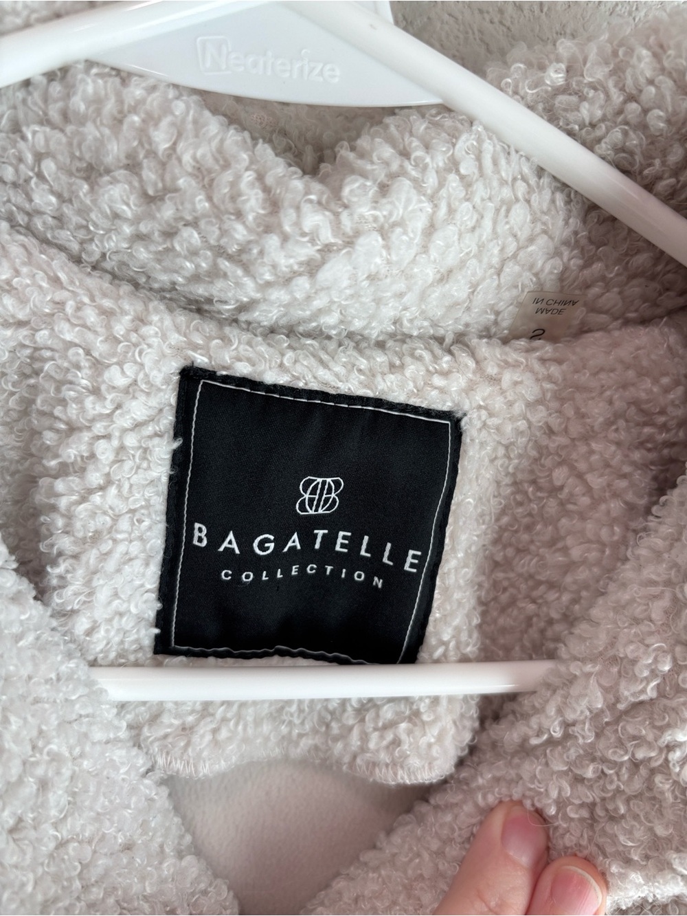 Bagatelle Faux Shearling Button Front Shirt Jacket Shacket Ivory Size Small - Picture 3 of 7